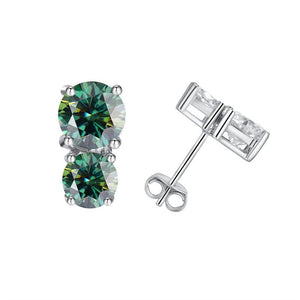 Round Color Moissanite Wedding Stud Earrings - Perimade & Co.