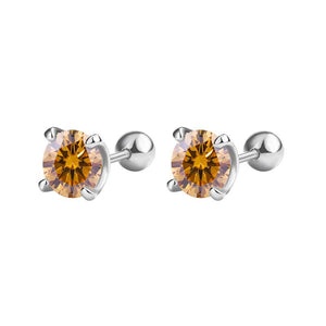 Round Color Moissanite Wedding Stud Earrings - Perimade & Co.