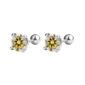 Round Color Moissanite Wedding Stud Earrings - Perimade & Co.