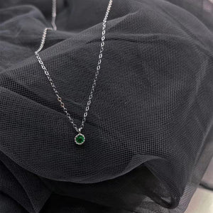 Round Cut Emerald Pendant Necklace - Perimade & Co.