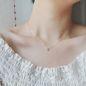 Round Cut Emerald Pendant Necklace - Perimade & Co.