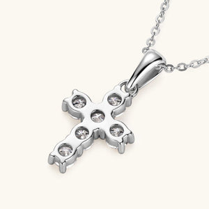 Round - Cut Moissanite Cross Charm Necklace - Perimade & Co.