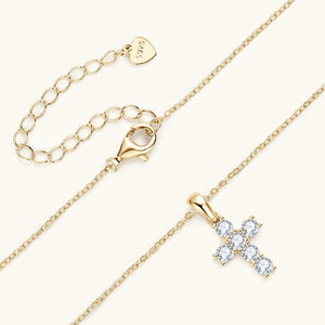 Round - Cut Moissanite Cross Charm Necklace - Perimade & Co.