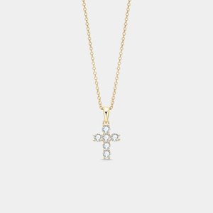 Round-Cut Moissanite Cross Charm Necklace - Perimade & Co.