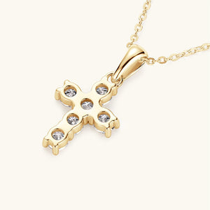 Round - Cut Moissanite Cross Charm Necklace - Perimade & Co.
