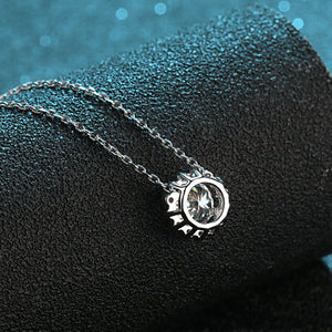 Round - Cut Moissanite Halo Pendant Necklace - Perimade & Co.