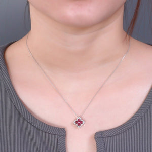 Round Cut Ruby Four Leaf Clover Necklace - Perimade & Co.