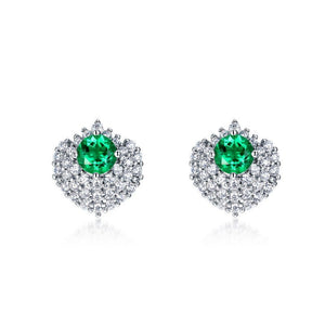 Round Emerald Wedding Statement Earrings - Perimade & Co.
