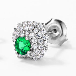 Round Emerald Wedding Statement Earrings - Perimade & Co.