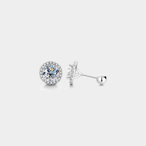 Round Halo Moissanite Cluster Stud Earrings - Perimade & Co.