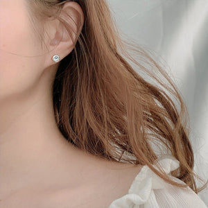 Round Moissanite Bezel Wedding Stud Earrings - Perimade & Co.