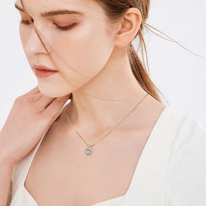 Round Moissanite Box Chain Pendant Necklace - Perimade & Co.