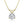 Gold necklace with a round diamond pendant on a white background