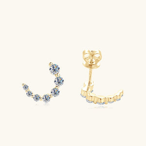 Round Moissanite C Hoop Wedding Earrings - Perimade & Co.