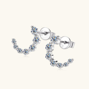 Round Moissanite C Hoop Wedding Earrings - Perimade & Co.