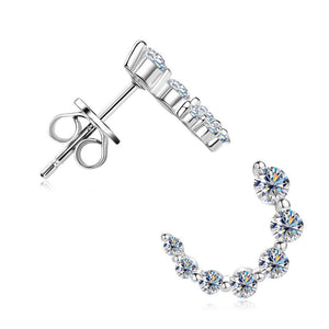 Round Moissanite C Hoop Wedding Earrings - Perimade & Co.