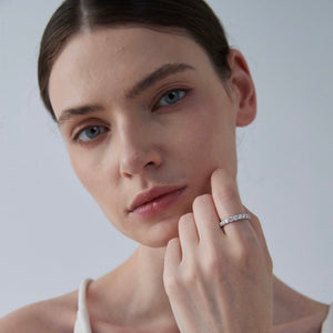 Round Moissanite Eternity Wedding Band Ring - Perimade & Co.