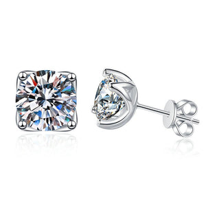 Round Moissanite Flower Wedding Stud Earrings - Perimade & Co.