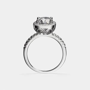 Round Moissanite Halo Pave Engagement Ring - Perimade & Co.
