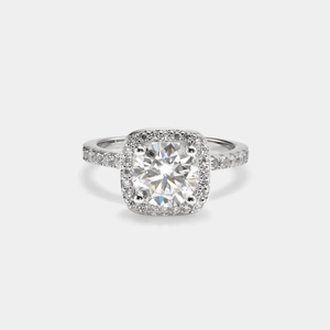 Round Moissanite Halo Pave Engagement Ring - Perimade & Co.