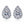 Teardrop-shaped earrings with clear gemstones on a white background