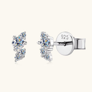 Round Moissanite Leaf Wedding Stud Earrings - Perimade & Co.