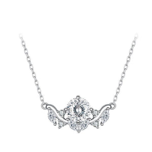 Round Moissanite Multi Leaf Charm Necklace - Perimade & Co.