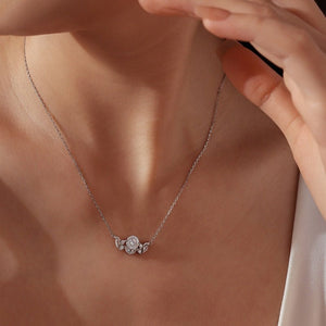 Round Moissanite Multi Leaf Charm Necklace - Perimade & Co.