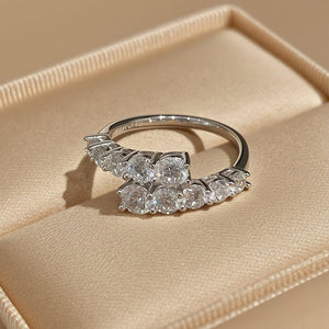 Round Moissanite Pave Graduated Bypass Ring - Perimade & Co.
