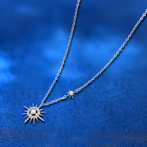 Round Moissanite Star Halo Pendant Necklace - Perimade & Co.
