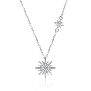 Round Moissanite Star Halo Pendant Necklace - Perimade & Co.