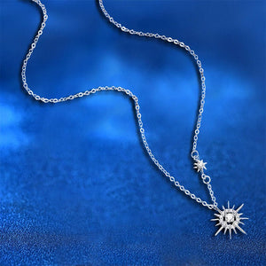 Round Moissanite Star Halo Pendant Necklace - Perimade & Co.