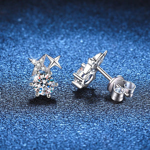 Round Moissanite Star Wedding Stud Earrings - Perimade & Co.