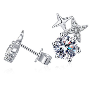 Round Moissanite Star Wedding Stud Earrings - Perimade & Co.