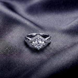 Round Moissanite Wave Crown Pave Band Ring - Perimade & Co.