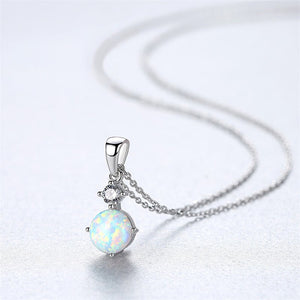 Round Opal Cabochon Pendant Necklace - Perimade & Co.