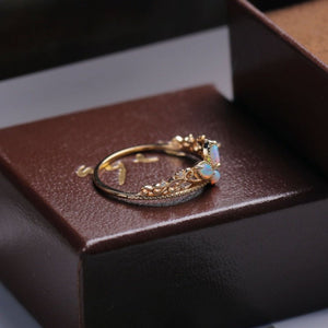 Royal Triple Opal Pearl Crown Tiara Band Ring - Perimade & Co.