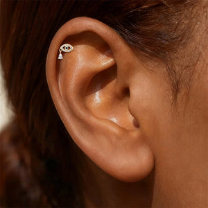 Sapphire CZ Evil Eye Drop Back Stud Earrings - Perimade & Co.