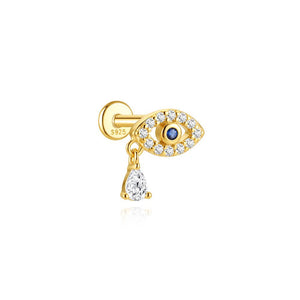 Sapphire CZ Evil Eye Drop Back Stud Earrings - Perimade & Co.