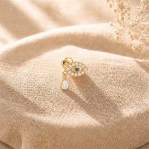 Sapphire CZ Evil Eye Drop Back Stud Earrings - Perimade & Co.