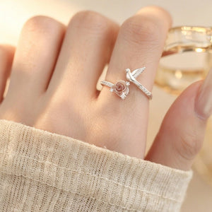 Sculpted Bird Pink Rose Bypass Stacking Ring - Perimade & Co.