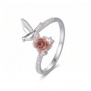 Sculpted Bird Pink Rose Bypass Stacking Ring - Perimade & Co.