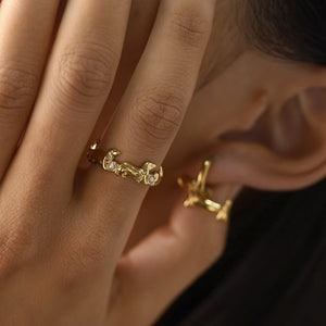 Sculpted Dachshund Pearl Stacking Open Ring - Perimade & Co.