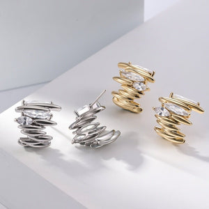 Sculptural Spiral Marquise Wide Hoop Earrings - Perimade & Co.