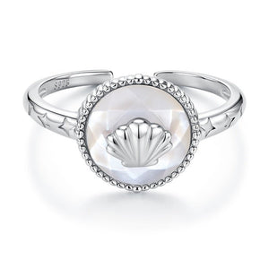 Seashell Mother Of Pearl Open Adjustable Ring - Perimade & Co.
