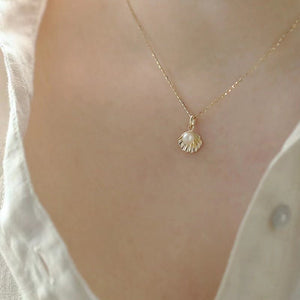 Seashell Pearl Beach Charm Pendant Necklace - Perimade & Co.
