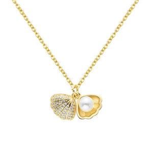 Seashell Pearl Charm Pendant Necklace - Perimade & Co.