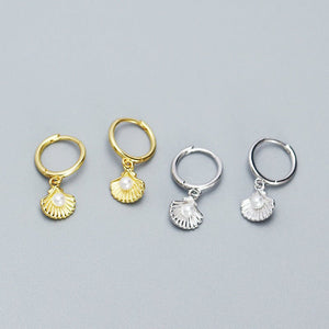 Seashell Pearl Dangle Drop Hoop Earrings - Perimade & Co.