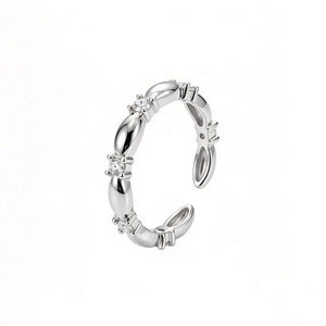 Segmented Rice Beaded CZ Accent Open Ring - Perimade & Co.