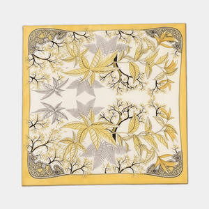 Decorative square with autumn leaf pattern on a yellow border